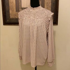 Ann Taylor Factory Smocked Yoke Neck Blouse